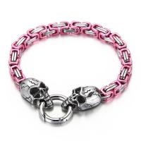 Stainless Steel Jewelry Bracelet, 304 Stainless Steel, Skull, plated, fashion jewelry & Unisex, more colors for choice, 220x6mm, Sold By PC