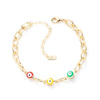 Evil Eye Jewelry Bracelet Brass with 6 cm extender chain Round 18K gold plated fashion jewelry & for woman & enamel nickel lead & cadmium free Length 18.5 cm Sold By PC