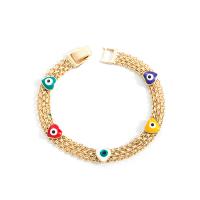 Evil Eye Jewelry Bracelet, Brass, Round, gold color plated, fashion jewelry & different styles for choice & enamel, more colors for choice, nickel, lead & cadmium free, Length:19.5 cm, Sold By PC