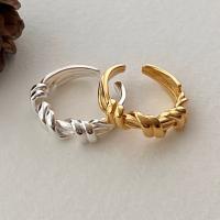 925 Sterling Silver Cuff Finger Ring, plated, adjustable & for woman, more colors for choice, US Ring Size:6, Sold By PC