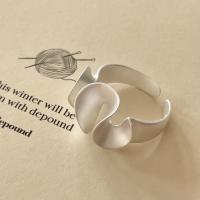 925 sterling silver Cuff finger ring, justerbar & för kvinna & frosted, silver, Storlek:6, Säljs av PC