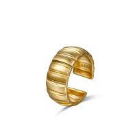 925 de prata esterlina Cuff Ring Finger, 18K banhado a ouro, ajustável & para mulher, 9x21mm, tamanho:6, vendido por PC