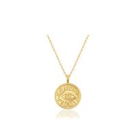 925 Sterling Silver Necklaces, Flat Round, 18K gold plated, oval chain & for woman, 18x18mm, Length:Approx 17.7 Inch, Sold By PC