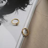 Sterling Silver Jewelry Finger Ring, 925 sterline d'argento, with occhi di gatto, Placcato oro 18K, stili diversi per la scelta & per la donna, Misura:6, Venduto da PC