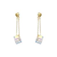 Crystal Earrings Brass with Crystal Geometrical Pattern gold color plated fashion jewelry & for woman Sold By Pair