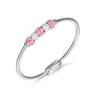 Stainless Steel Bangle, 304 Stainless Steel, fashion jewelry & micro pave cubic zirconia & for woman, original color, 3mm, Length:Approx 6.69 Inch, Sold By PC