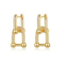 Huggie Hoop Drop Earring, Brass, gold color plated, fashion jewelry & micro pave cubic zirconia & for woman, nickel, lead & cadmium free, 25.50x12mm, Sold By Pair