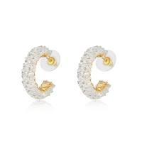 Cubic Zirconia Micro Pave Brass Earring, gold color plated, fashion jewelry & micro pave cubic zirconia & for woman, nickel, lead & cadmium free, 26.50x8mm, Sold By Pair