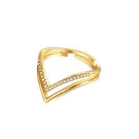 Cubique anneau en laiton Circonia Micro Pave, Placage de couleur d'or, bijoux de mode & pavé de micro zircon & pour femme, protéger l'environnement, sans nickel, plomb et cadmium, 3.50mm, Vendu par PC