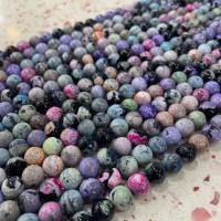 Feuerachat Perle, rund, DIY, gemischte Farben, verkauft per ca. 38 cm Strang