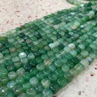 Naturlig grøn agat perler, Square, du kan DIY, grøn, 8mm, 46pc'er/Strand, Solgt Per Ca. 38 cm Strand