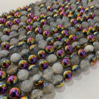 Perle Agate naturelle Crackle, Agate fleur plate, Rond, Placage, DIY, couleurs mélangées, Vendu par Environ 38 cm brin