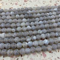 Perles agates effloresces naturelles , agate effleurant, Rond, DIY & givré, gris, Vendu par Environ 38 cm brin