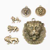 Tibetan Style Animal Pendants, Lion, antique bronze color plated, vintage & DIY, more colors for choice, nickel, lead & cadmium free, Approx 100PCs/Bag, Sold By Bag