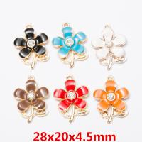 Zinc Alloy Enamel Pendants Flower gold color plated vintage & DIY & with rhinestone nickel lead & cadmium free Approx Sold By Bag