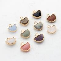 Gemstone Pendants Jewelry, Natural Stone, with Brass, Fan, gold color plated, DIY & different materials for choice & faceted, more colors for choice, 13x13mm, Sold By PC