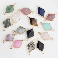 Gemstone Connector, with Brass, Rhombus, gold color plated, DIY & faceted & 1/1 loop, more colors for choice, 15x30mm, Sold By PC