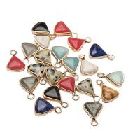 Gemstone Pendants Jewelry, Natural Stone, with Brass, Triangle, gold color plated, DIY, more colors for choice, 11x15mm, Sold By PC
