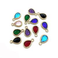 Crystal Pendants, with Brass, Teardrop, gold color plated, DIY & faceted, more colors for choice, 9x15mm, Sold By PC