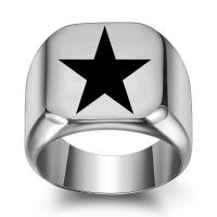 Titanium Steel Finger Ring Star plated & for man & enamel 18mm Sold By PC
