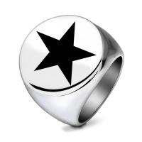 Titanium Steel Finger Ring Star plated & for man & enamel 22mm Sold By PC
