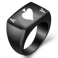Titanium Steel Finger Ring, Poker, plated, different size for choice & for man & enamel, more colors for choice, 13mm, Sold By PC