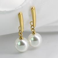 Titanium Steel Drop Earring with Plastic Pearl plated for woman 30mm Sold By Pair