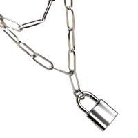Edelstahl Schmuck Halskette, 304 Edelstahl, mit Verlängerungskettchen von 1.97, Türschloss, Doppelschicht & für Frau, keine, 18.50x12mm, Länge:17.72 ZollInch, verkauft von PC