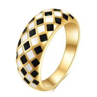 Titanium Steel Δάχτυλο του δακτυλίου, χρώμα επίχρυσο, διαφορετικό μέγεθος για την επιλογή & για τη γυναίκα & σμάλτο, χρυσαφένιος, 3mm, Sold Με PC