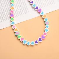 Polymer Ton Perlen , Herz, DIY & zweifarbig, 10mm, verkauft per ca. 15 ZollInch Strang