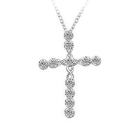 Tibetan Style Jewelry Necklace, Cross, silver color plated, fashion jewelry & Unisex & with rhinestone, silver color, nickel, lead & cadmium free, 35x25mm, Length:Approx 17.72 Inch, Sold By PC
