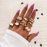 Zinc Alloy Ring Set gold color plated 10 pieces & fashion jewelry & Unisex golden nickel lead & cadmium free Sold By Set