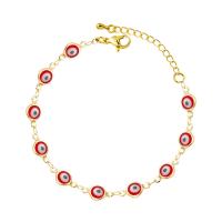 Evil Eye Jewelry Bracelet Brass with 3cm extender chain Round 18K gold plated fashion jewelry & enamel nickel lead & cadmium free Length 18 cm Sold By PC