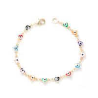 Evil Eye Jewelry Bracelet, Brass, Round, 18K gold plated, fashion jewelry & micro pave cubic zirconia & for woman & enamel, more colors for choice, nickel, lead & cadmium free, Length:21 cm, Sold By PC