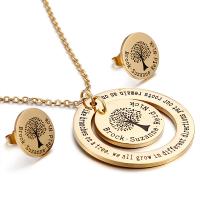 Fashion Stainless Steel Jewelry Sets earring & necklace 316L Stainless Steel Round 18K gold plated fashion jewelry & for woman 16mm 40mm Sold By Set