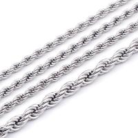 Нержавеющая сталь Nekclace цепи, Нержавеющая сталь 316, Палку, плакирован серебром, Французская веревочной цепь & различной длины для выбора & Мужская & разный размер для выбора, серебряный, продается PC