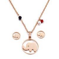 Edelstahl Schmucksets, Ohrring & Halskette, mit Kunststoff Perlen, 18K vergoldet, Modeschmuck & für Frau, keine, 600x3mm,30mm,15mm, verkauft von setzen