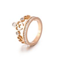 Zirkonia Edelstahl-Finger- Ring, 316 L Edelstahl, plattiert, Modeschmuck & verschiedene Größen vorhanden & Micro pave Zirkonia & für Frau, keine, 3mm, verkauft von PC