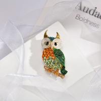 Enamel Brooch Zinc Alloy with Czech Rhinestone Owl plated for woman nickel lead & cadmium free Sold By Lot