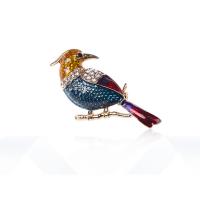 Enamel Brooch Zinc Alloy Bird gold color plated Unisex & with rhinestone nickel lead & cadmium free Sold By Lot