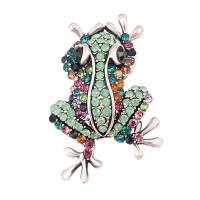 Rhinestone Brooch, Tibetan Style, Frog, gold color plated, Unisex & with rhinestone, nickel, lead & cadmium free, 25x38mm, 10PCs/Lot, Sold By Lot