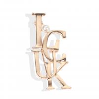 Plastic Pearl Brooch Zinc Alloy with Plastic Pearl Alphabet Letter gold color plated fashion jewelry & Unisex nickel lead & cadmium free Sold By Lot