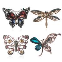Rhinestone Brooch, Tibetan Style, Insect, plated, Unisex & different styles for choice & with rhinestone & hollow, nickel, lead & cadmium free, 10PCs/Lot, Sold By Lot