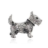 Rhinestone Brooch, Tibetan Style, with acrylic rhinestone, Dog, antique silver color plated, Unisex & with rhinestone, nickel, lead & cadmium free, 35x28mm, 10PCs/Lot, Sold By Lot