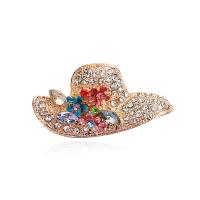Rhinestone Brooch Zinc Alloy Hat gold color plated Unisex & with rhinestone nickel lead & cadmium free Sold By Lot