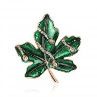 Rhinestone Brooch, Tibetan Style, Leaf, gold color plated, Unisex & with rhinestone, nickel, lead & cadmium free, 36x37mm, 10PCs/Lot, Sold By Lot
