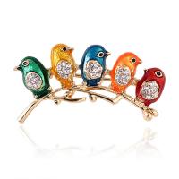 Enamel Brooch, Tibetan Style, Bird, gold color plated, Unisex & with rhinestone, nickel, lead & cadmium free, 39x19mm, 10PCs/Lot, Sold By Lot