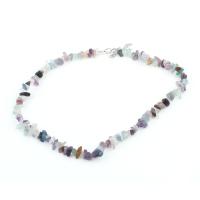 Natural Gemstone Necklace Zinc Alloy with Natural Fluorite Chips for woman mixed colors Sold Per 49.2 cm Strand