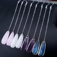 Natural Gemstone Earrings with Zinc Alloy Teardrop plated & for woman 105mm Sold By Pair