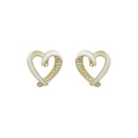 Zinc Alloy Stud Earring Heart fashion jewelry & micro pave cubic zirconia & for woman nickel lead & cadmium free Sold By Pair